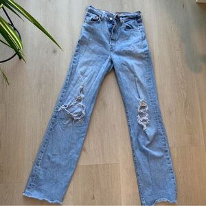 Levi's Light Blue Distressed Straight Leg Jeans